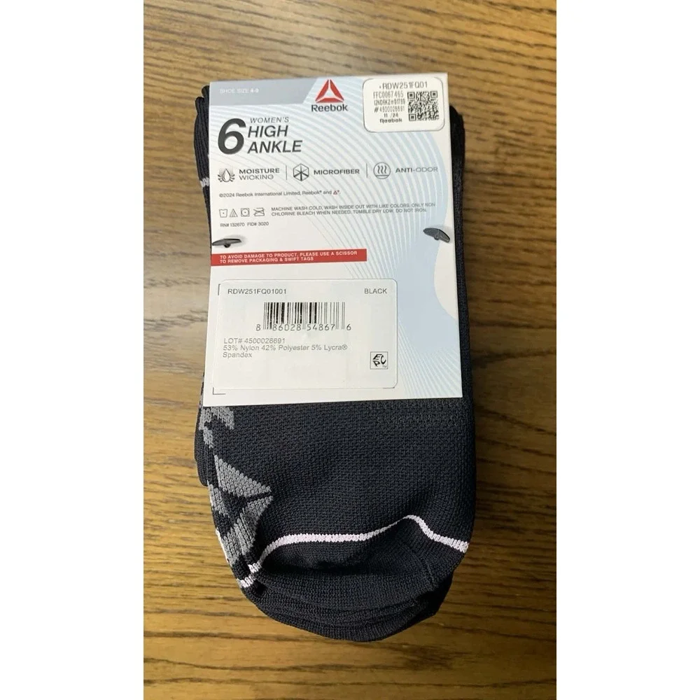 NEW women's Reebok 6 Pack  Size 4-9 Tech Comfort Ankle Socks